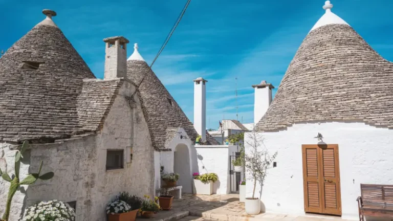 Iconic white trulli houses in Alberobello.